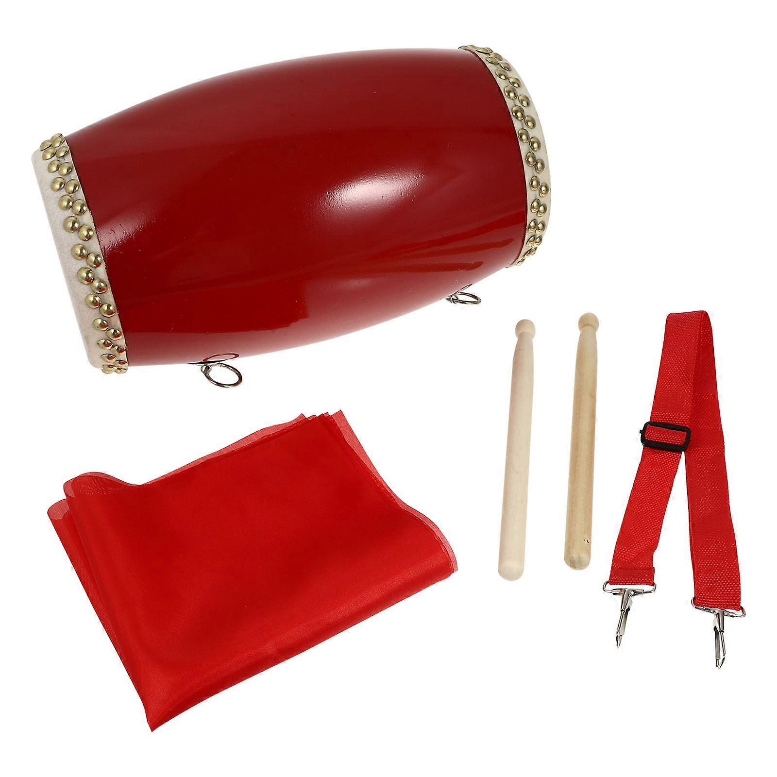 Traditional Cowhide Waist Drum Set with Sticks, Strap & Red Cloth – Easy to Learn Percussion Instrument for All Ages – Perfect for Celebrations
