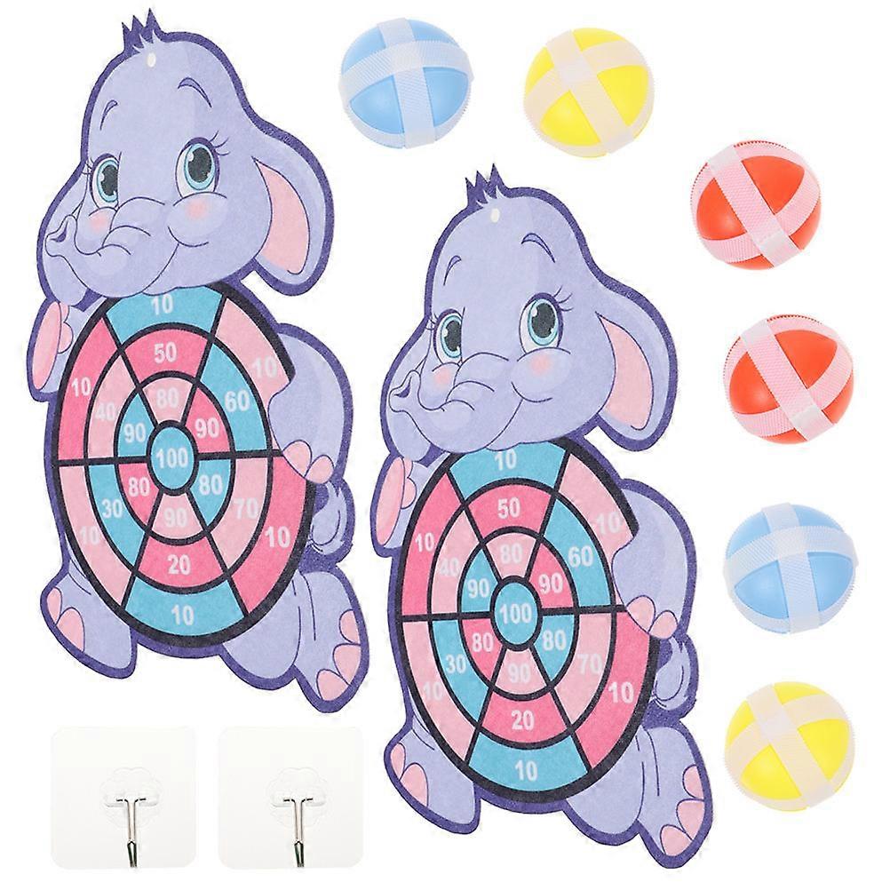Sticky Ball Throwing Board Kit Kids Dart Board Elephant Shape Blue Plastic for Hand-Eye Coordination 2 Sets