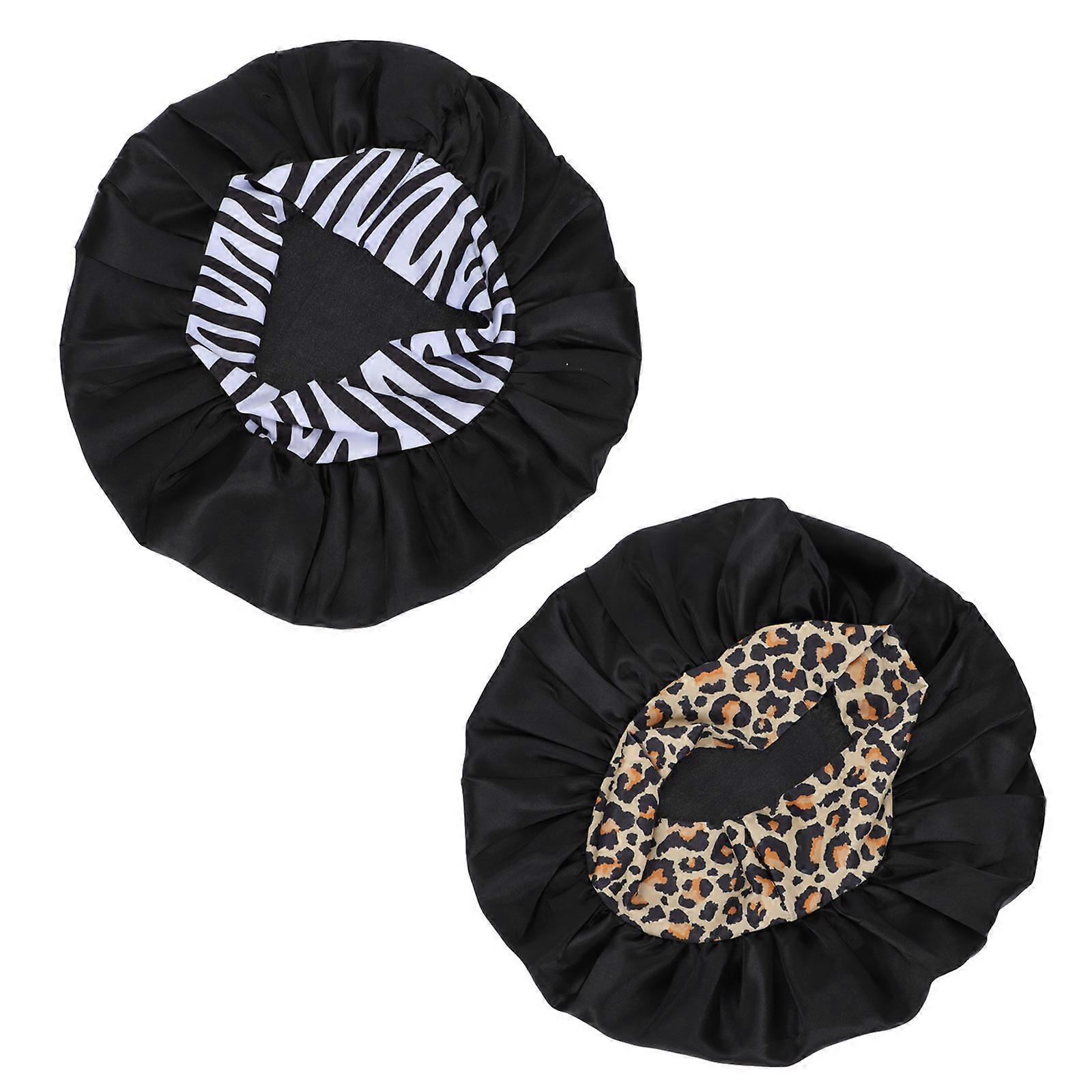 Black Wide-Brimmed Protection Headdress for Women Adults At Home Use 2Set