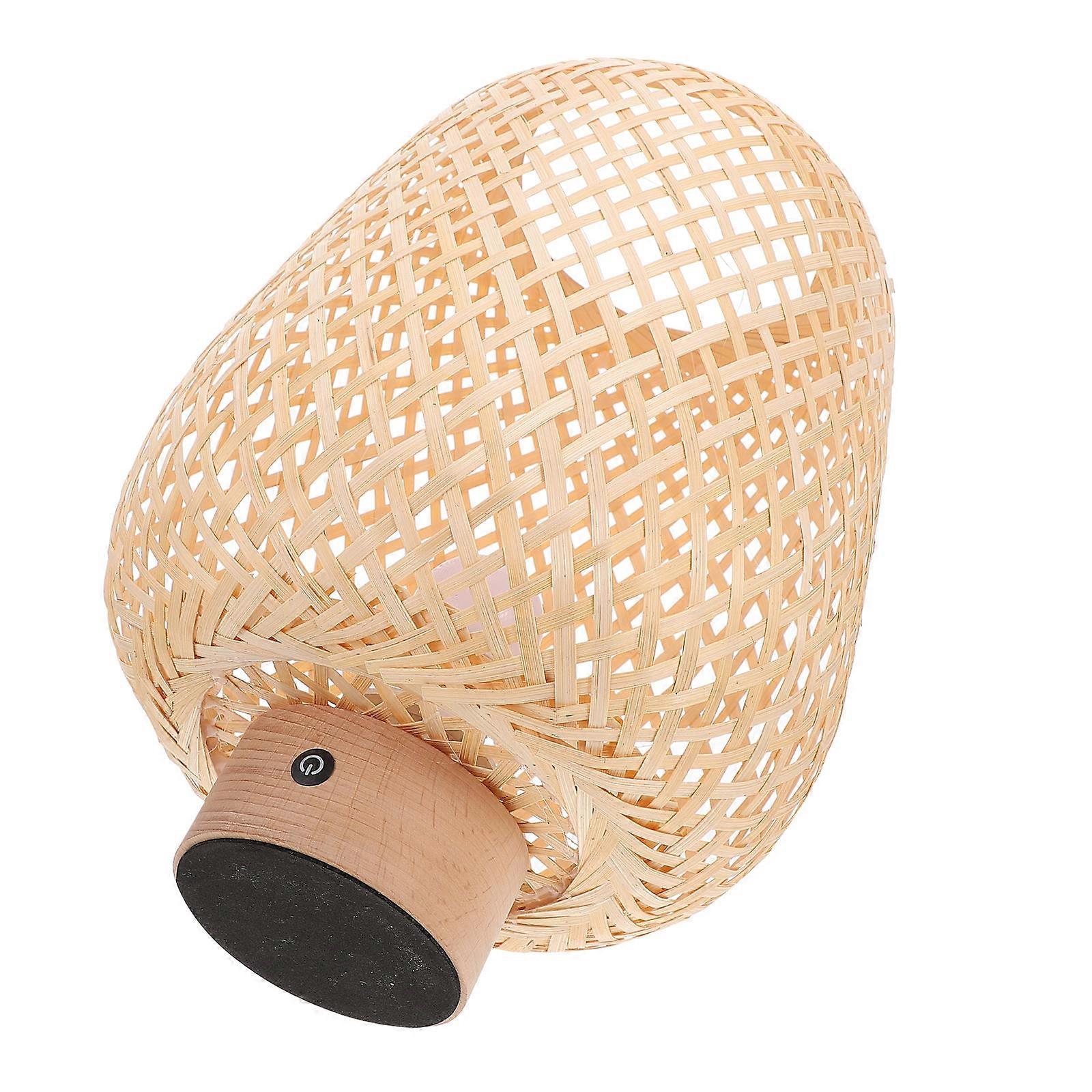 Bamboo Woven Bedside Lamp Lamp for Home Decoration Adjustable Light Built-in Battery 1Pack