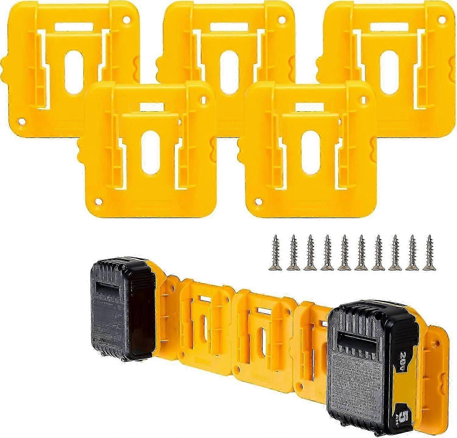 5 Pack Battery Holder For Dewalt 20v Battery - Mounts Dock Holder (w/10 Screws, No Battery)