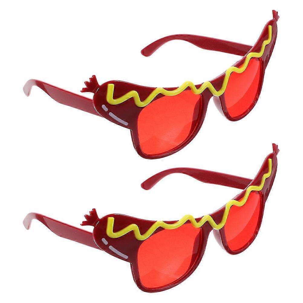 2pcs Hot Dog Eyeglasses Lightweight Party Glasses Fun Festive Occasions Photo Props Birthdays Halloween Beach Parties