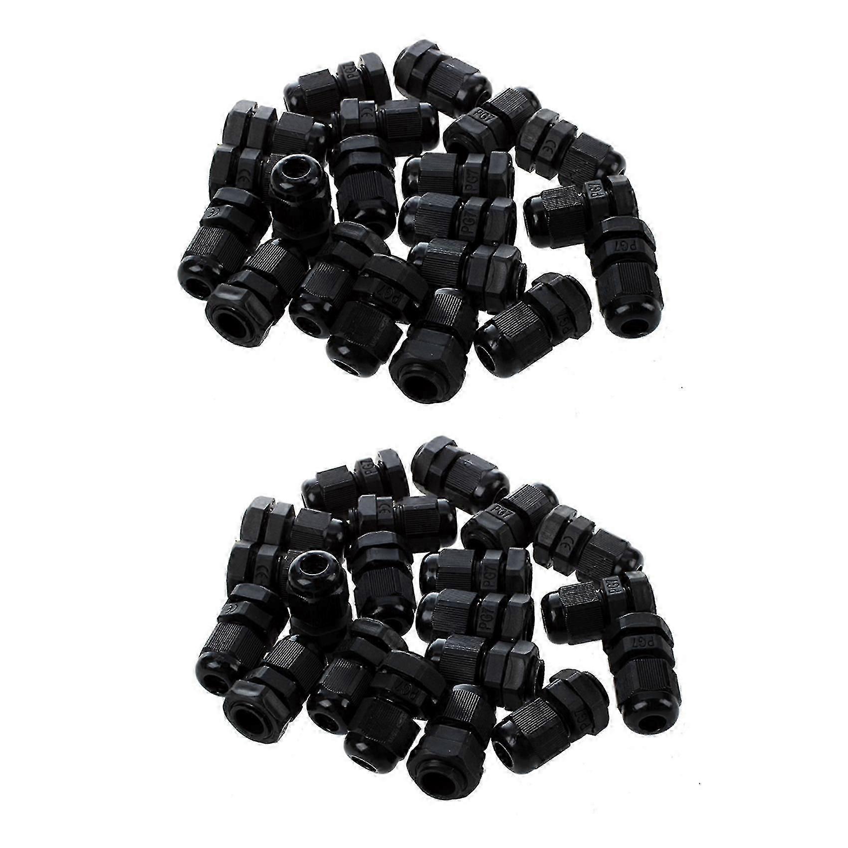 40 Pieces Black Plastic Waterproof Cable Gland Connector Pg7