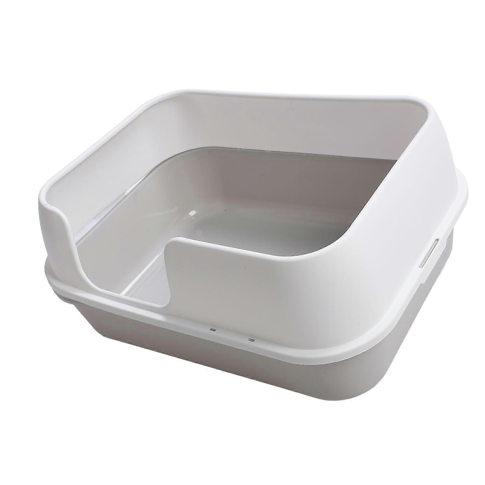 Extra stor halvsluten kattlåda 59,5x44cm vit