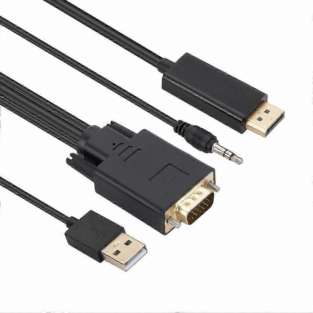 DisplayPort to VGA Adapter with Audio Support and Power Supply, 1.8m Cable Length