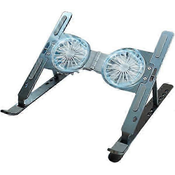 Foldable Portable Aluminum Alloy Laptop Stand with Air Cooling Fans, Height Adjustable Storage Shelf--