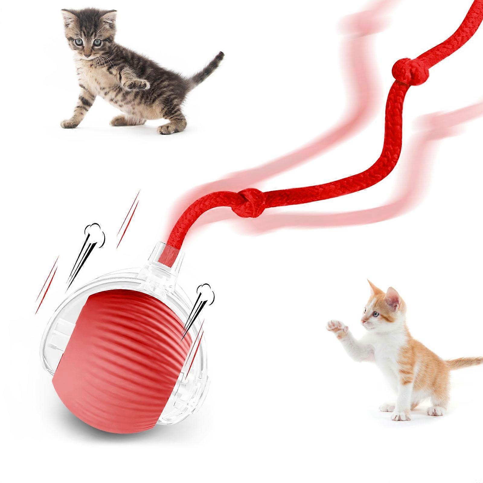 Interactive Cat Toys For Indoor Cats, Smart Moving Cat Ball, Durable Pet Enrichment Toy, Red