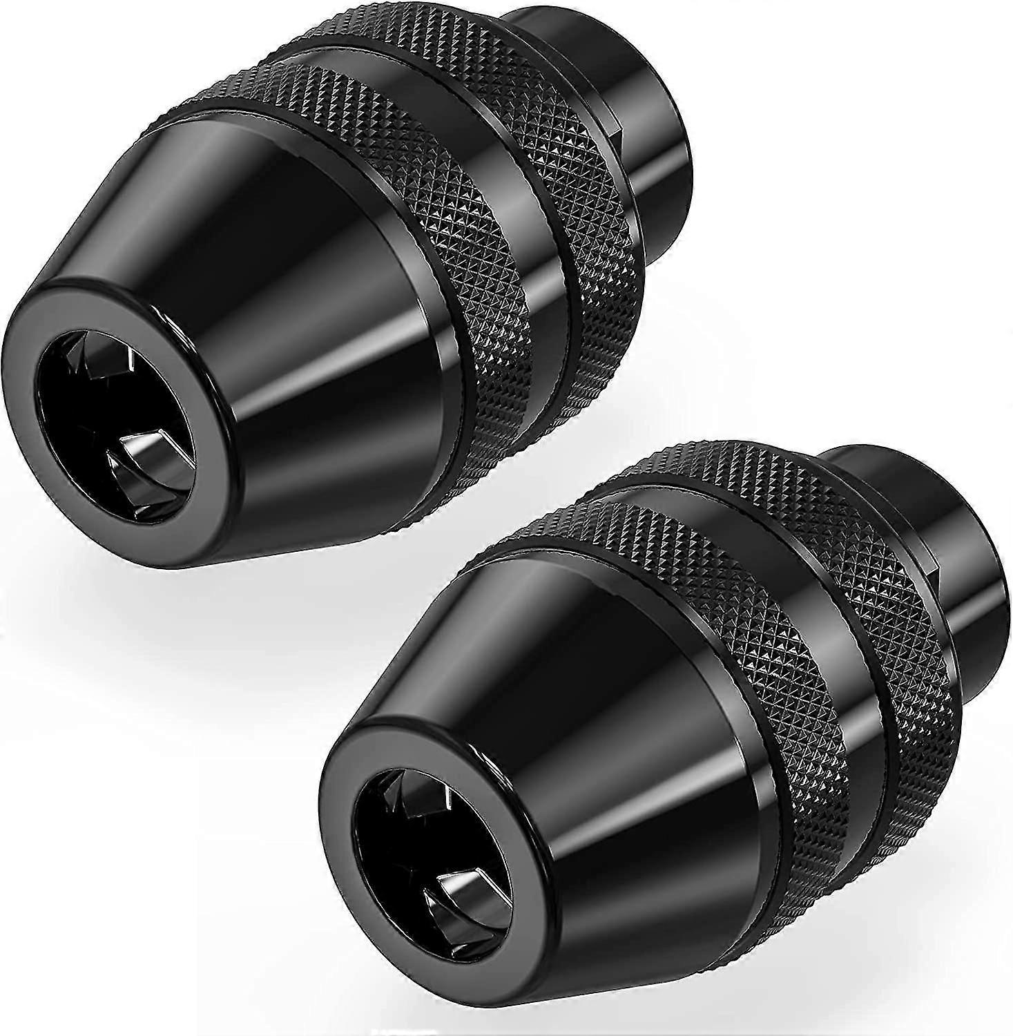 Keyless Chuck. Quick Change Chuck Drill Keyless Drill Chuck Shank Rotary Tool Accessories. (Black) (2 pcs)
