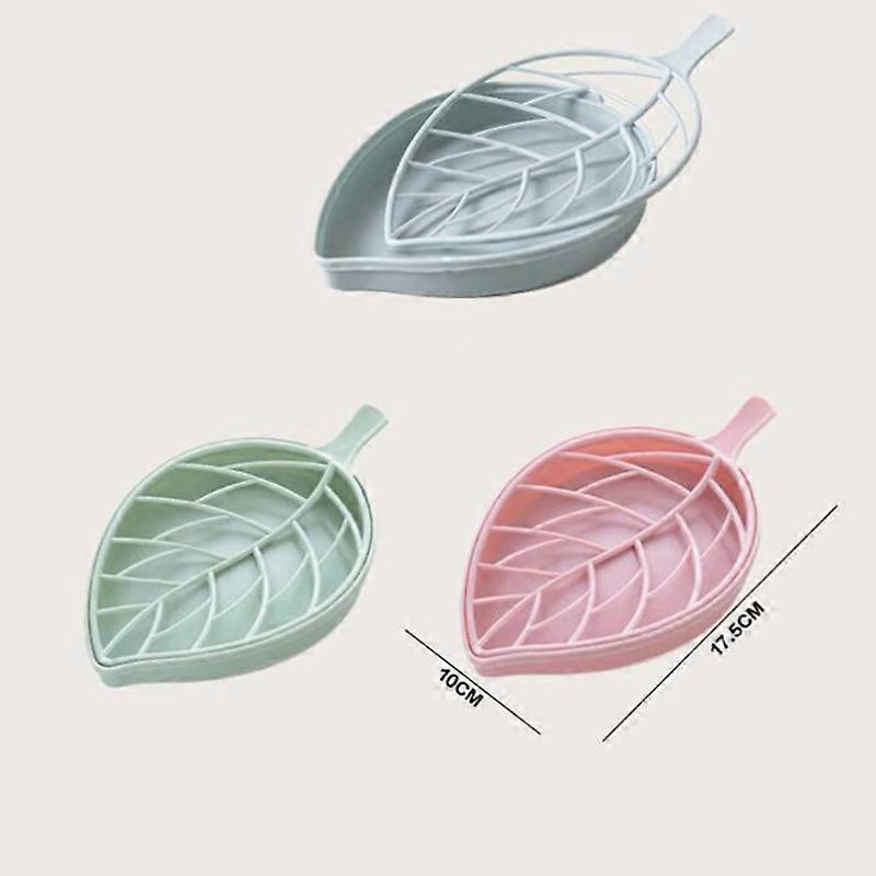 1PC Bathroom creative leaf style soap box, double-layer large drain soap box, bathroom soap box