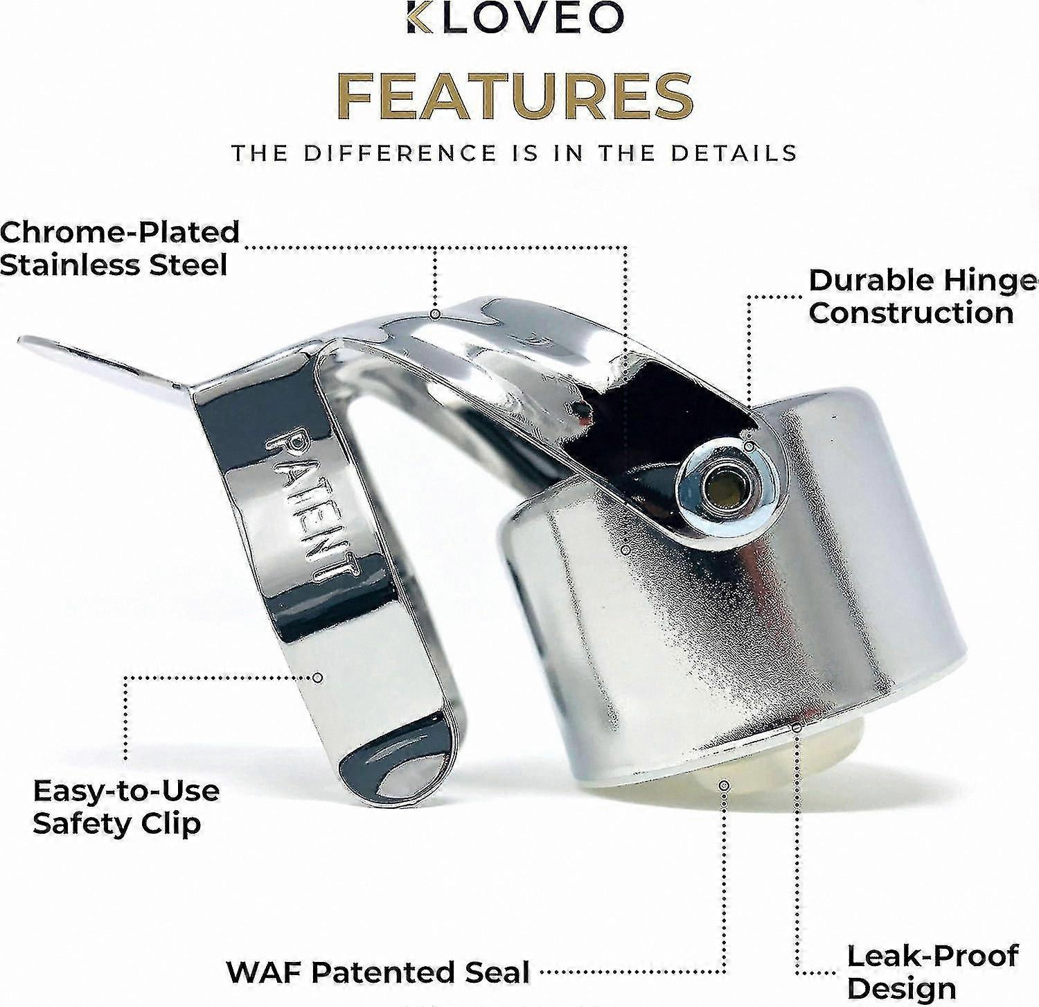 2-Pack Champagne Stoppers, Patented Leak-Proof Design, No Pump Required, Premium Quality for Sparkling Wine Bottles