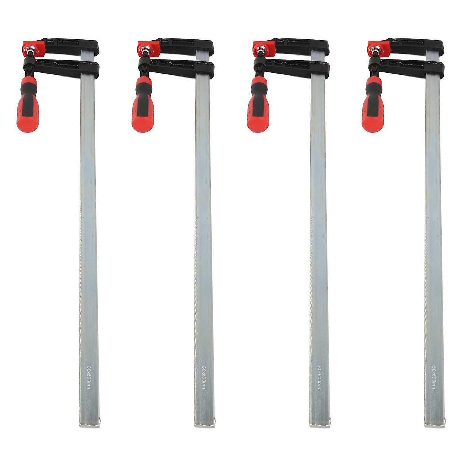 Lot de 4 serre-joints robustes en F pour le travail du bois, à glissière rapide, kit d'outils manuels de bricolage, 80 x 600 mm