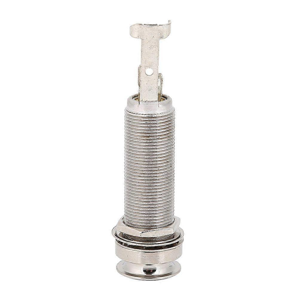 1/4inch Cylinder Long Threaded End Pin Output Jack Socket for Electric Guitar Bass (Silver)