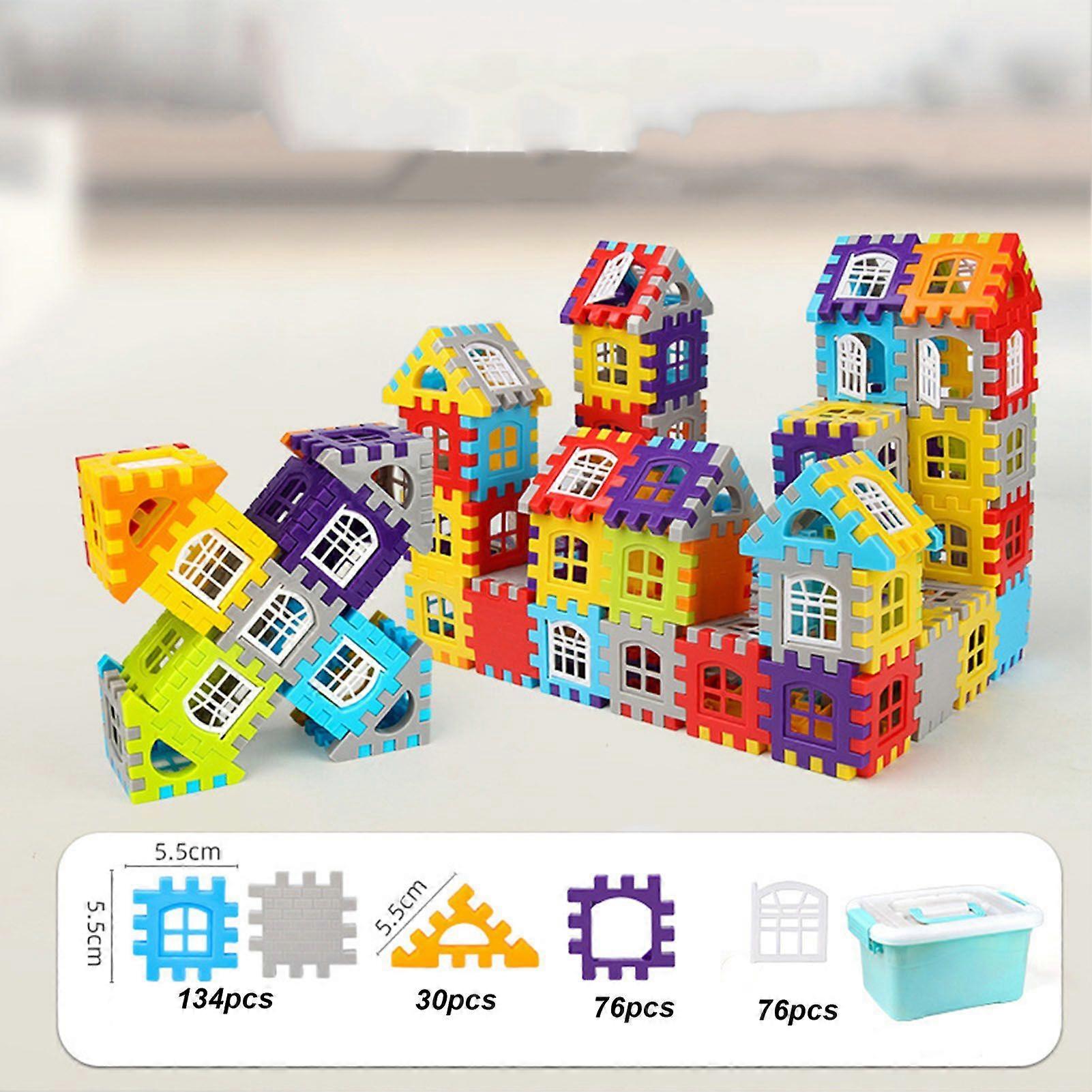 Toddler House Building Block Toy 3D Big Blocks Building Sets Interlocking Puzzle Educational Toy for Boys Girls 240pcs Building Block with 76pcs Windo