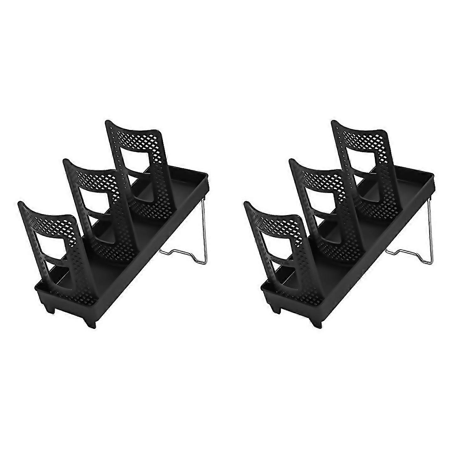 For 2pcs With Bracket Foldable Cup Holder Coffee Shop Cup Rack Black