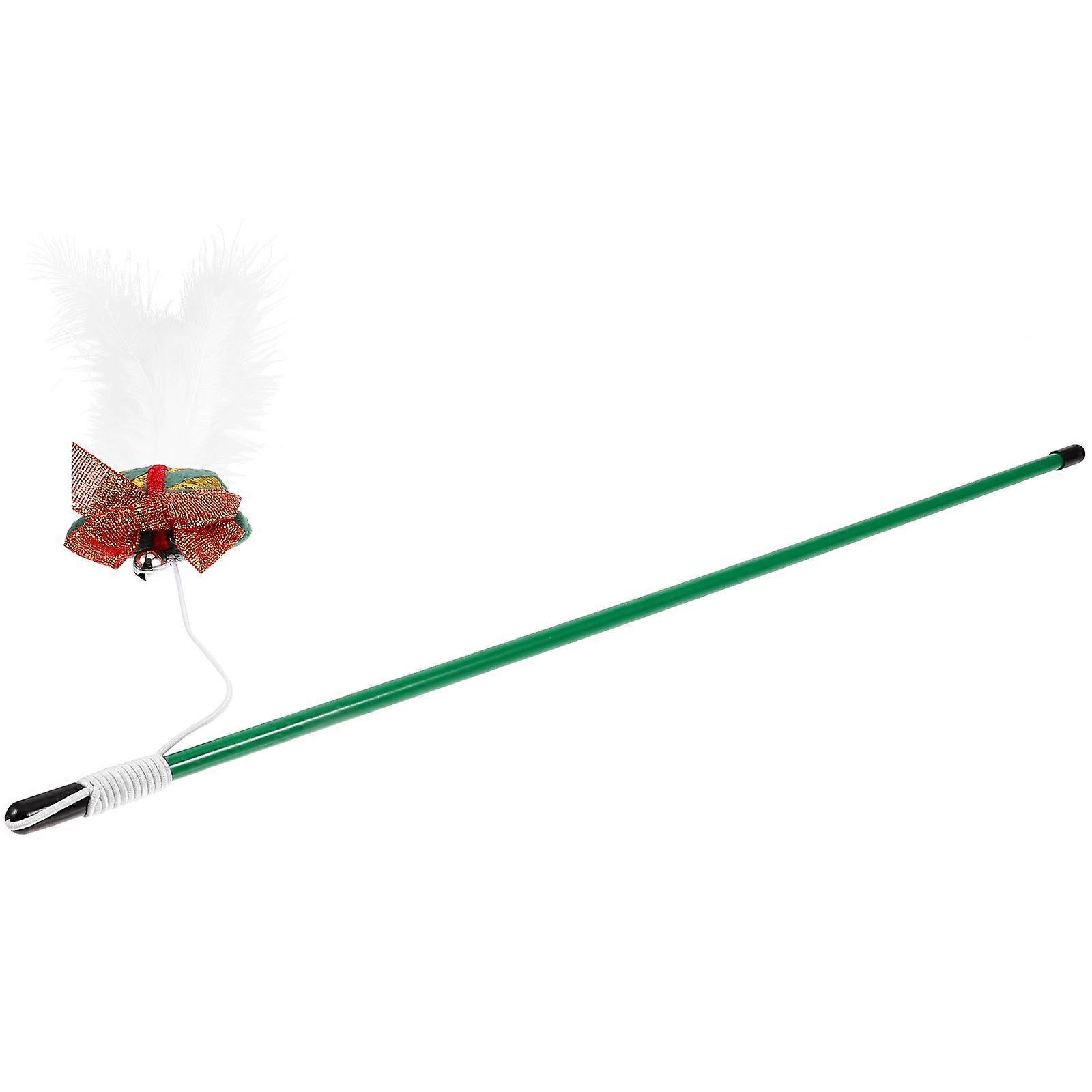 Green Xmas Cat Teaser Wand for Interactive Teasing 4Pcs Pack