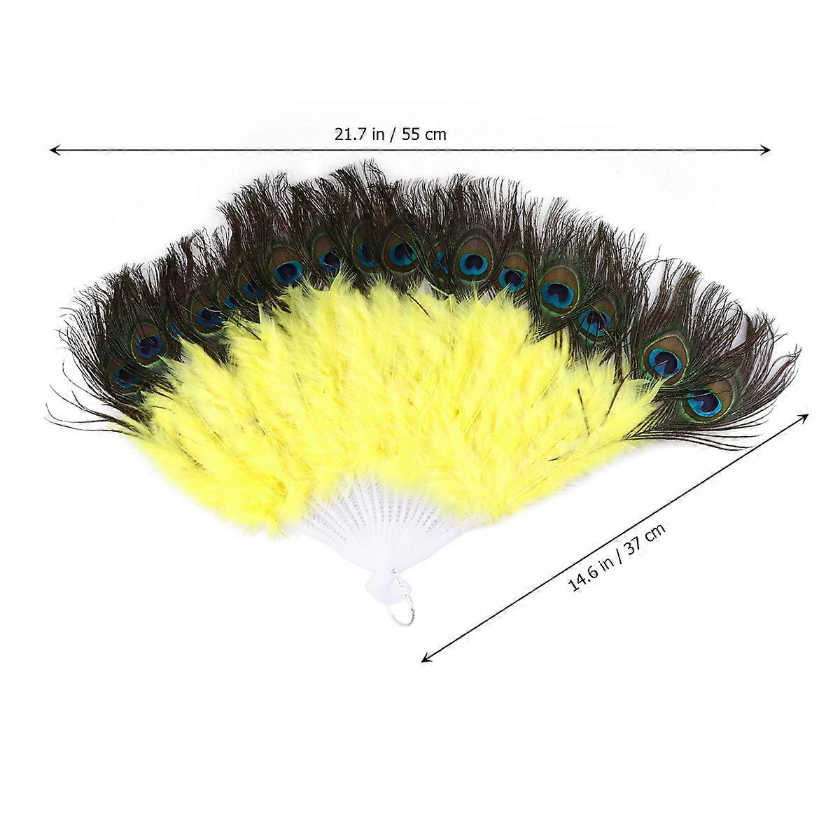 Handheld Dance Fan Folding Fan for Party Use 1Pcs Yellow