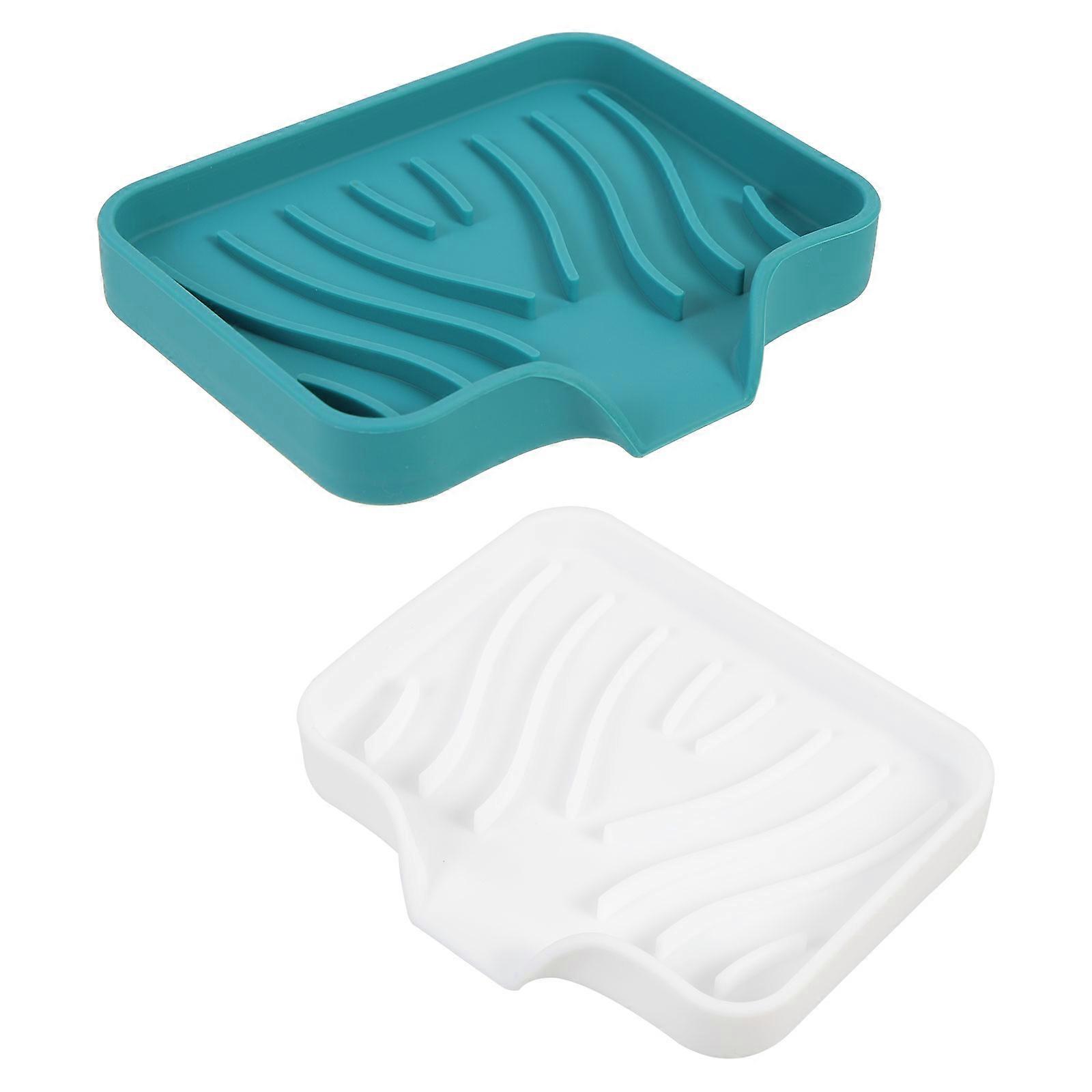 Soap Drain Holder Silicone Soap Tray with Drain Spout 6Pcs for Bathroom