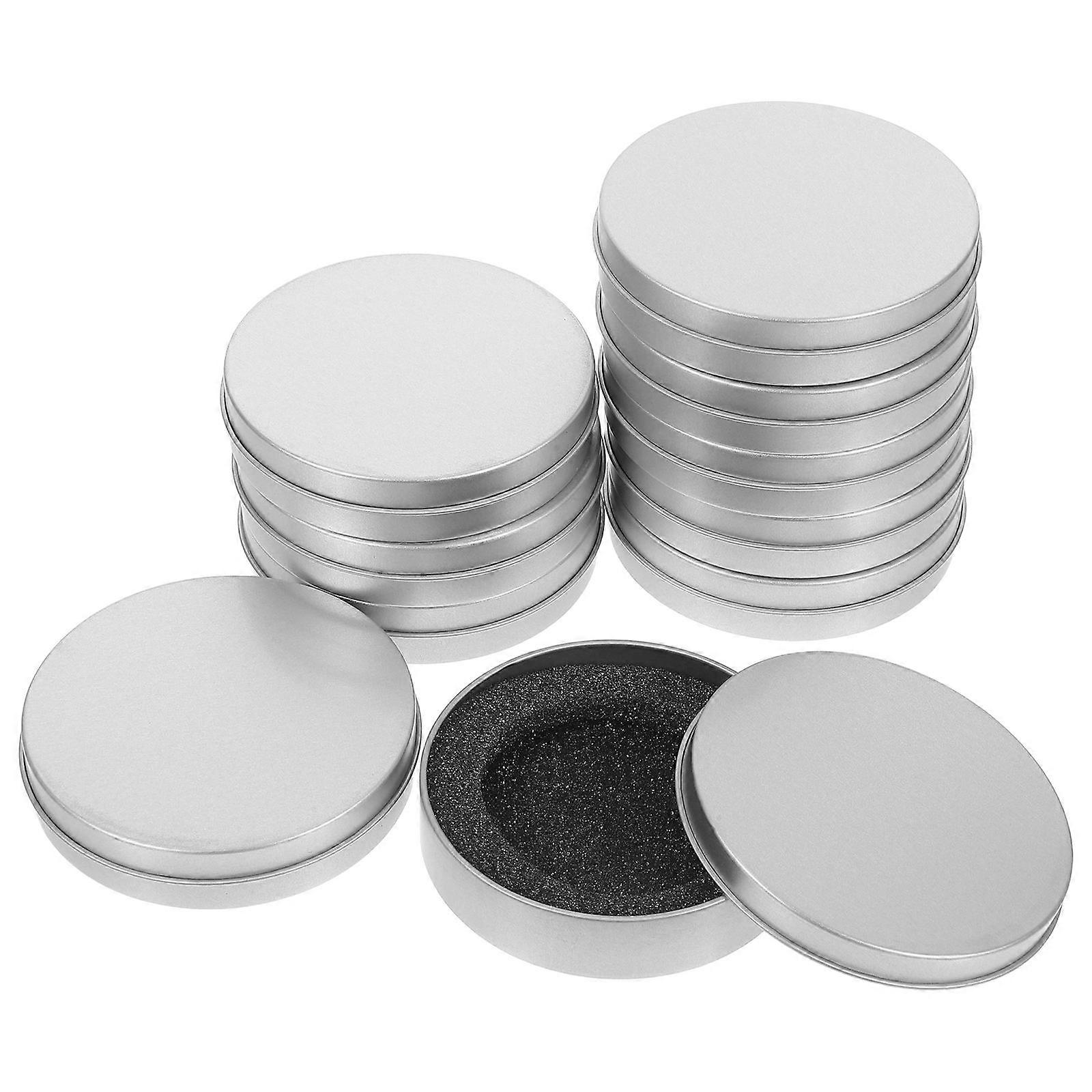 Metal Tin Box 10Pcs Cookie Tins With Lids For Birthday Parties Elegant Design Silver Round Storage Containers On The Go Use