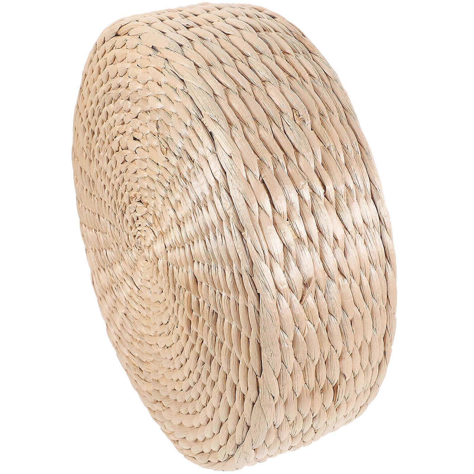Woven Straw Cushion Round Floor Mat Comfortable Seating Support Home Use 30x30x10cm 1Set