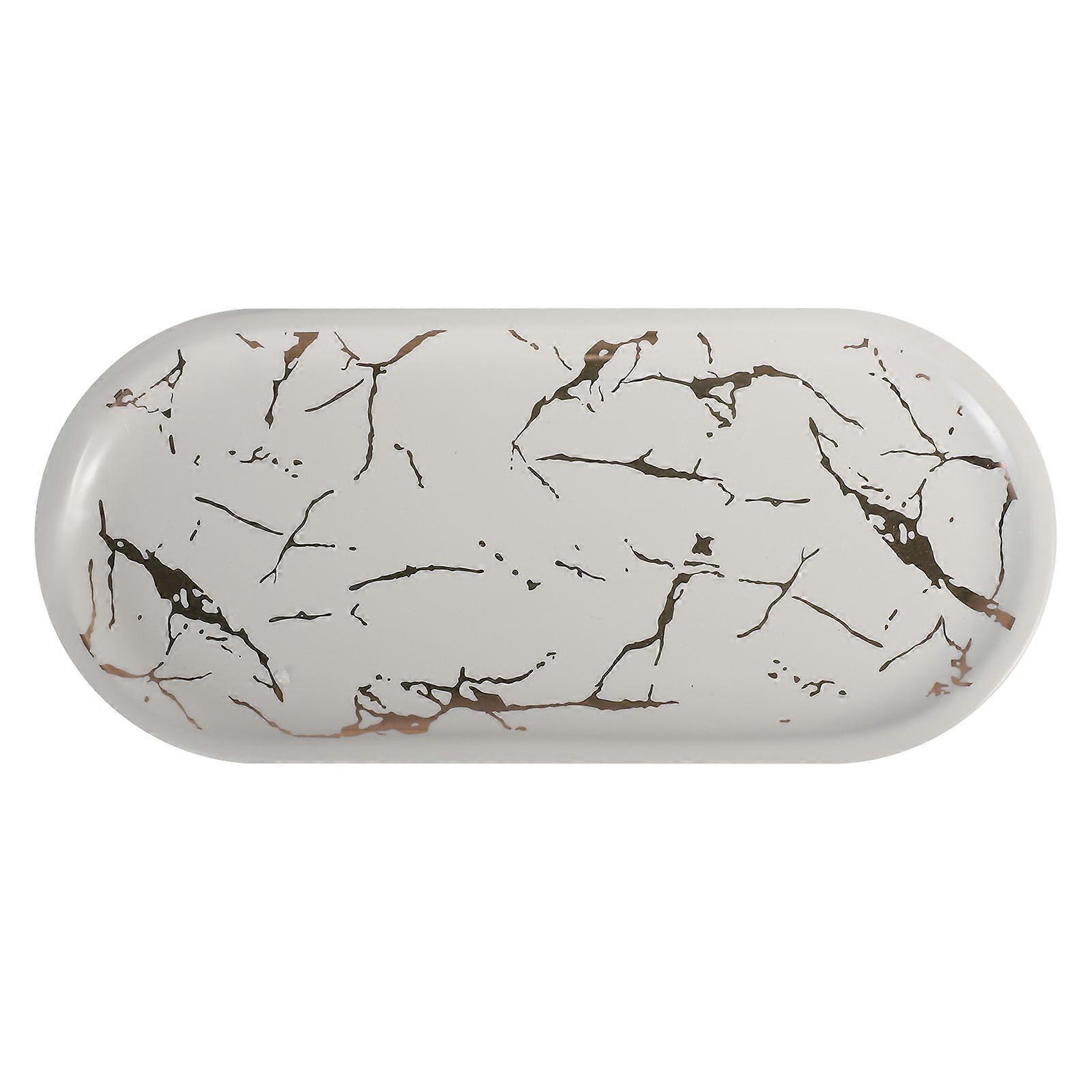 Marbling Dinner Plates Ceramic Tableware for Breakfast 2Pcs White