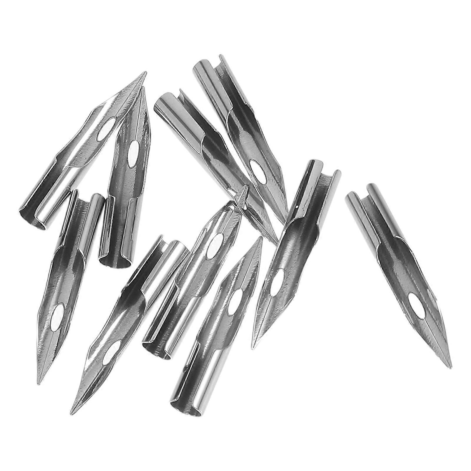 Ink Pen Metal Nibs for Drawing 50Pcs Replaceable Tips Silver Color