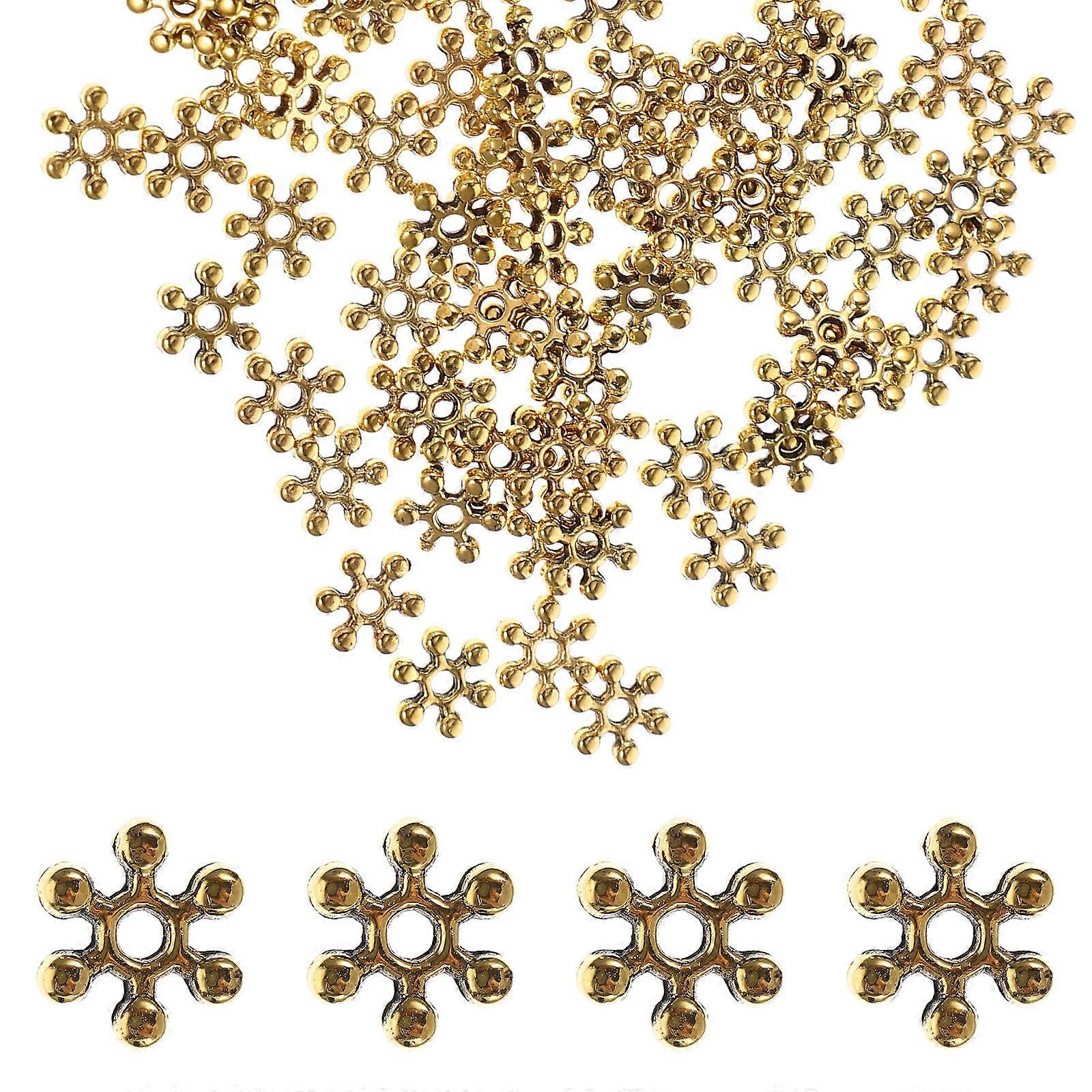 1000 Pcs Snowflake Design Spacer Beads Perfect For Bracelet Making And Art Projects Designed For DIY Lovers With Smooth Edges And Golden Finish