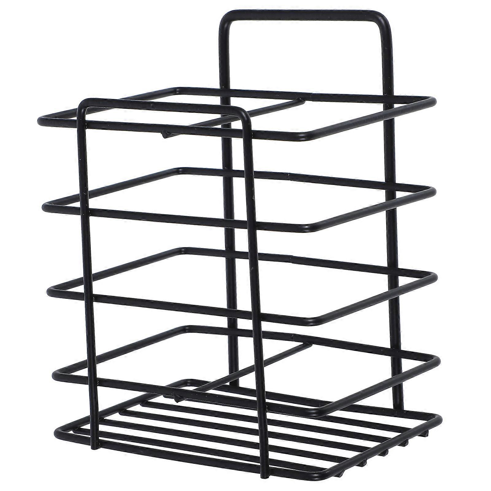 Black Iron Toothbrush Holder Wall Mounted for Storage 4Pcs Bathroom Rack