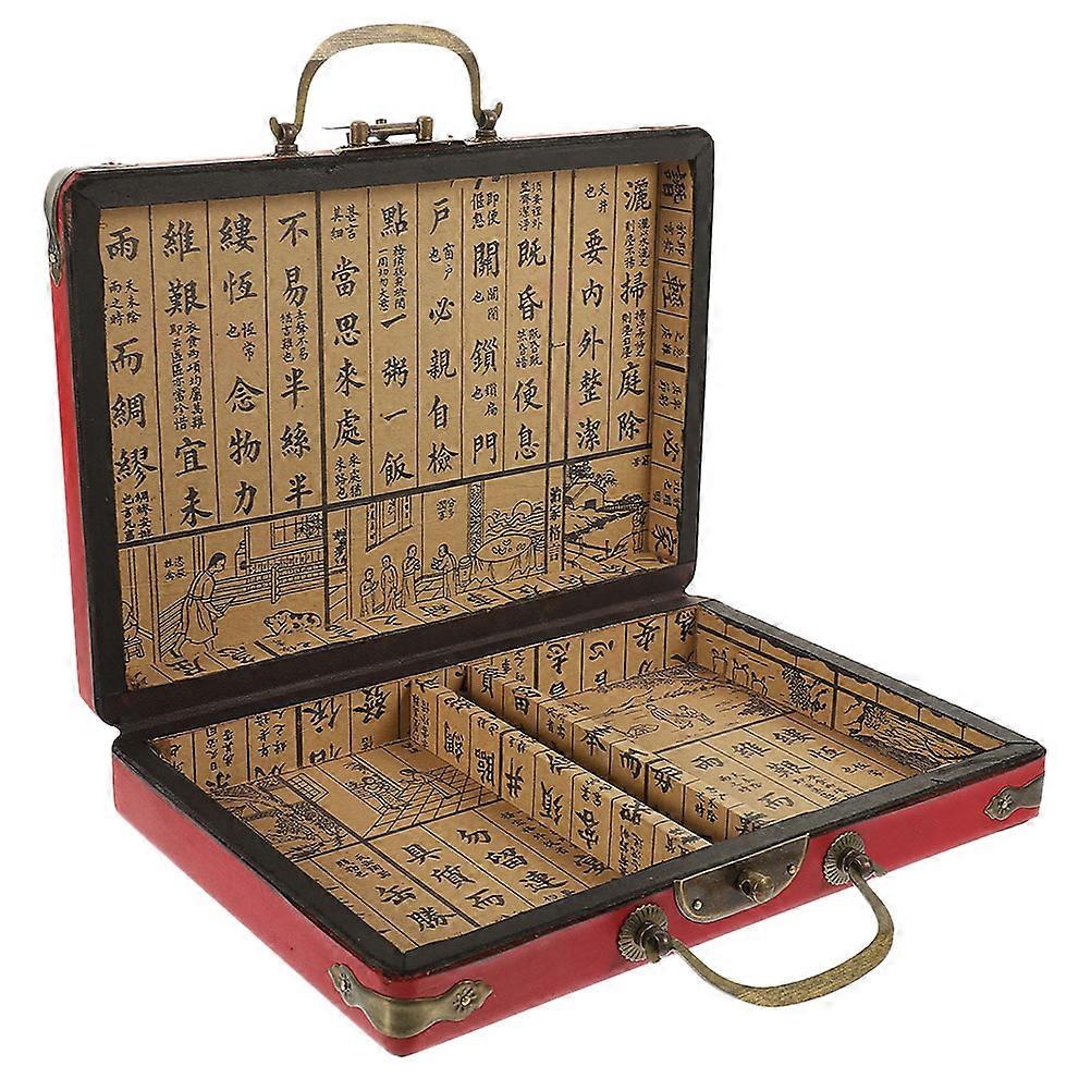 Red Wooden Mahjong Storage Container for Sturdy Mahjong Storage 2Pcs