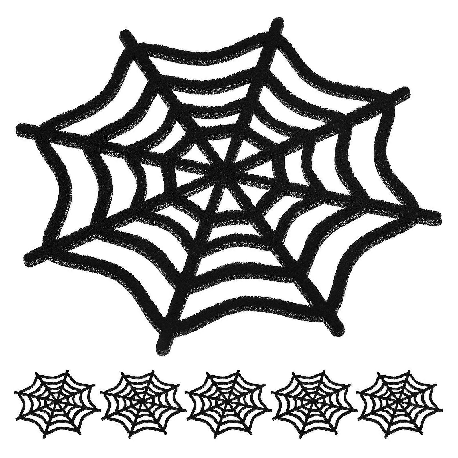 Halloween Decorative Coasters Felt Cup Coasters for Table Use 24Pcs Black Spider Web