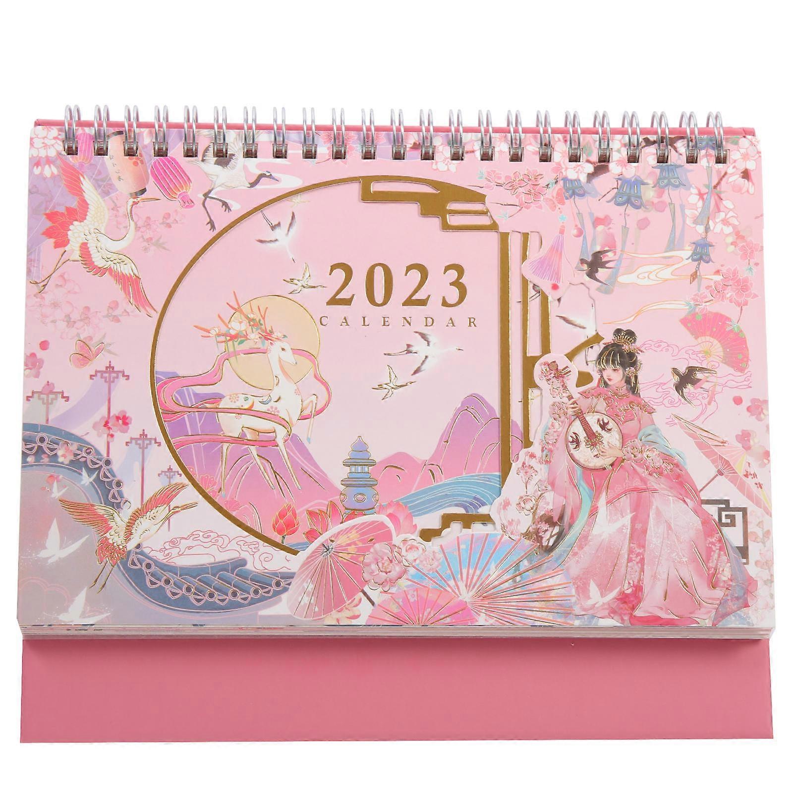 Desktop Calendar Planner Calendar for Time Schedule 4Pcs Pink
