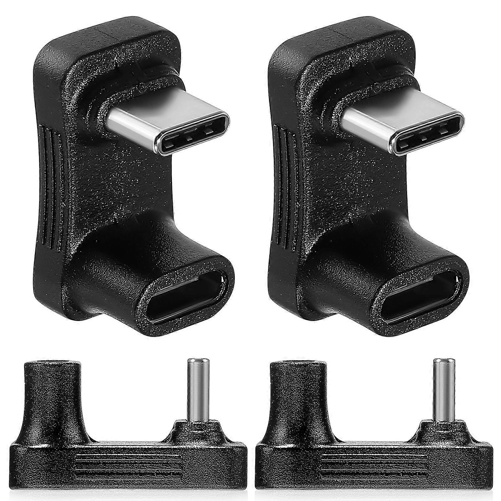 Black Type C Angled Adapter U Shape for Fast Charging 4Pcs PVC Material