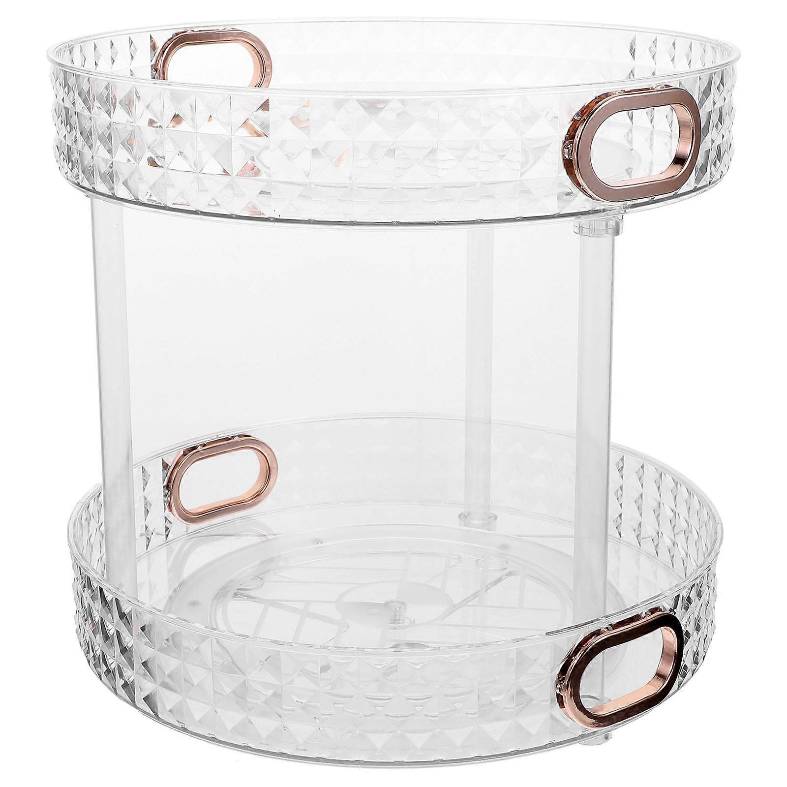 Double Layer Rotating Spice Rack Set For Home Users Vanity With Transparent PET Material