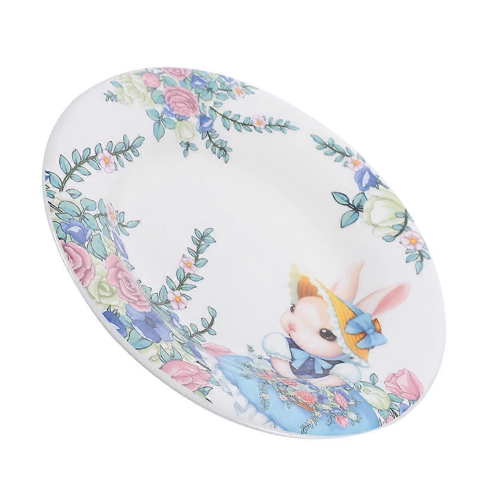 Ceramic Tray Easter Theme Plate Round Appetizer Plate Multi Color for Home Use 1Pcs