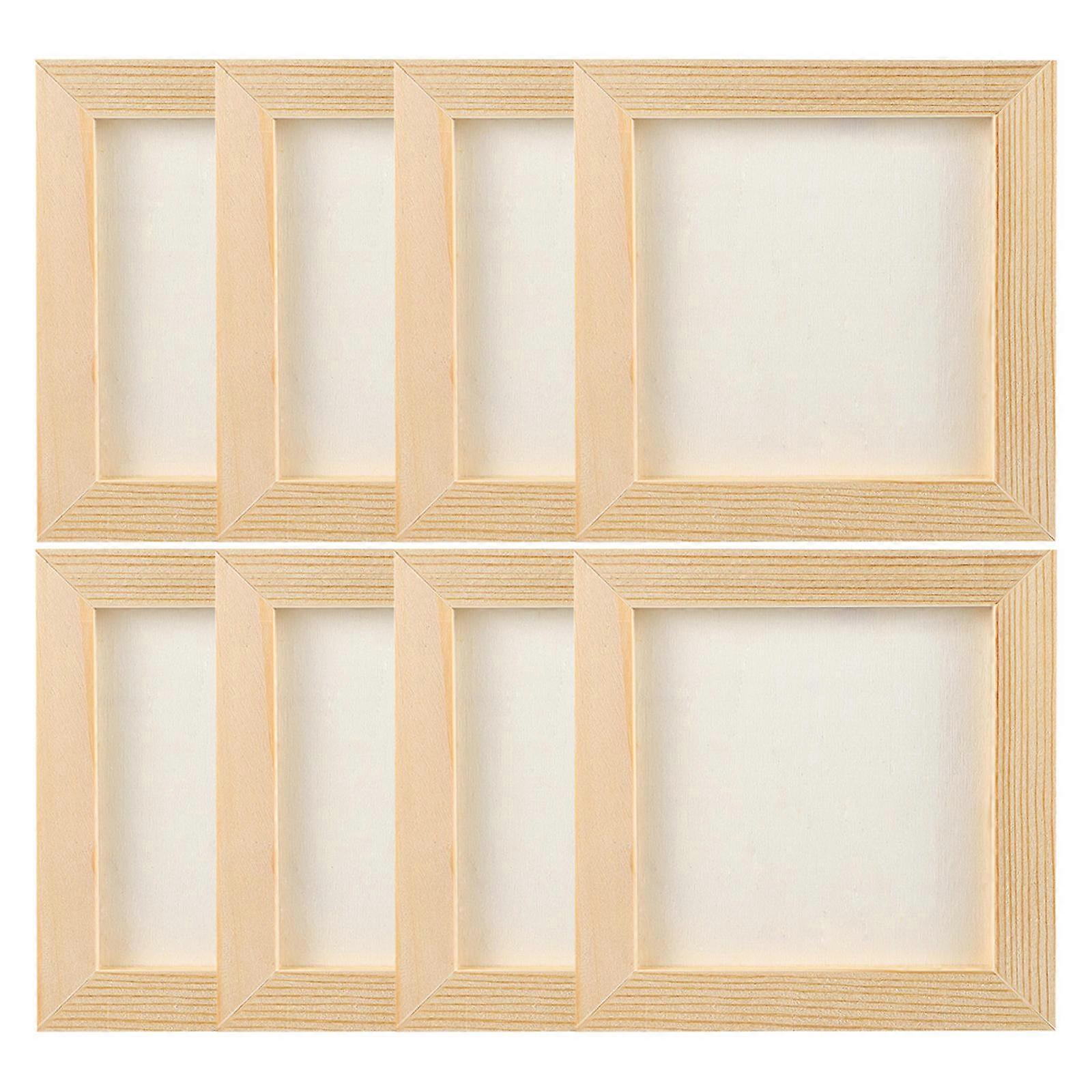 Wooden Painting Frame for Kids Art Projects 12X12X0.8CM Size Simple Style 8Pack