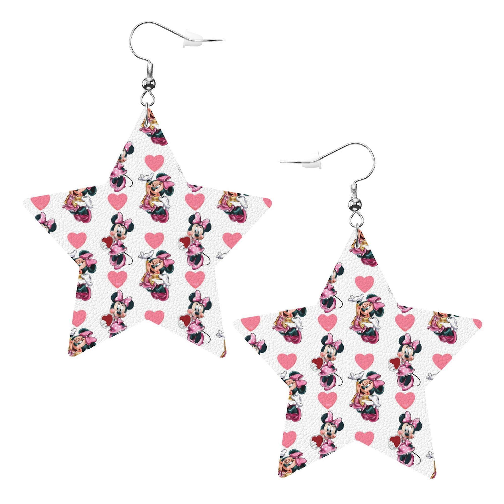 Cartoon Mickey Mouse Leather Earrings Christmas Decorative Design Faux Leather Earring Lightweight Dangle Drop Earrings for Women