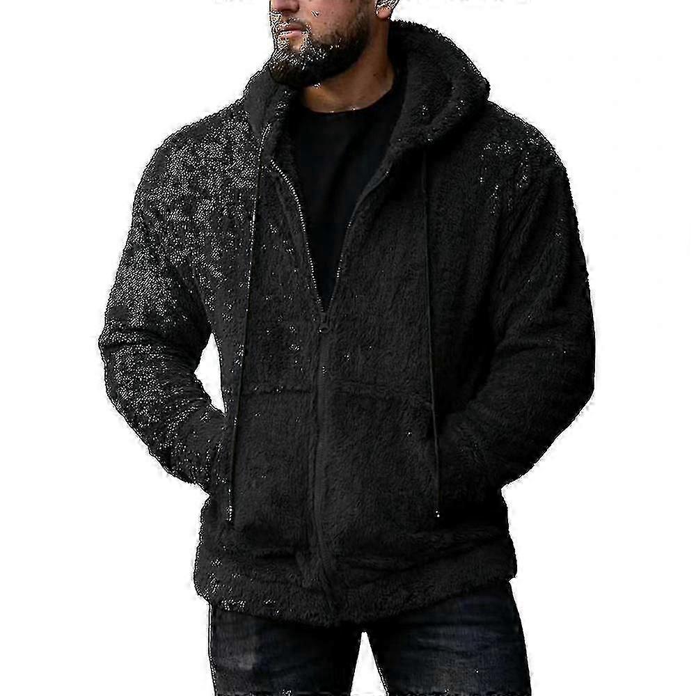 Men's Warm Fuzzy Fleece Hoodie Long Sleeve Zip Hooded Sweatshirt Jacket Hoody