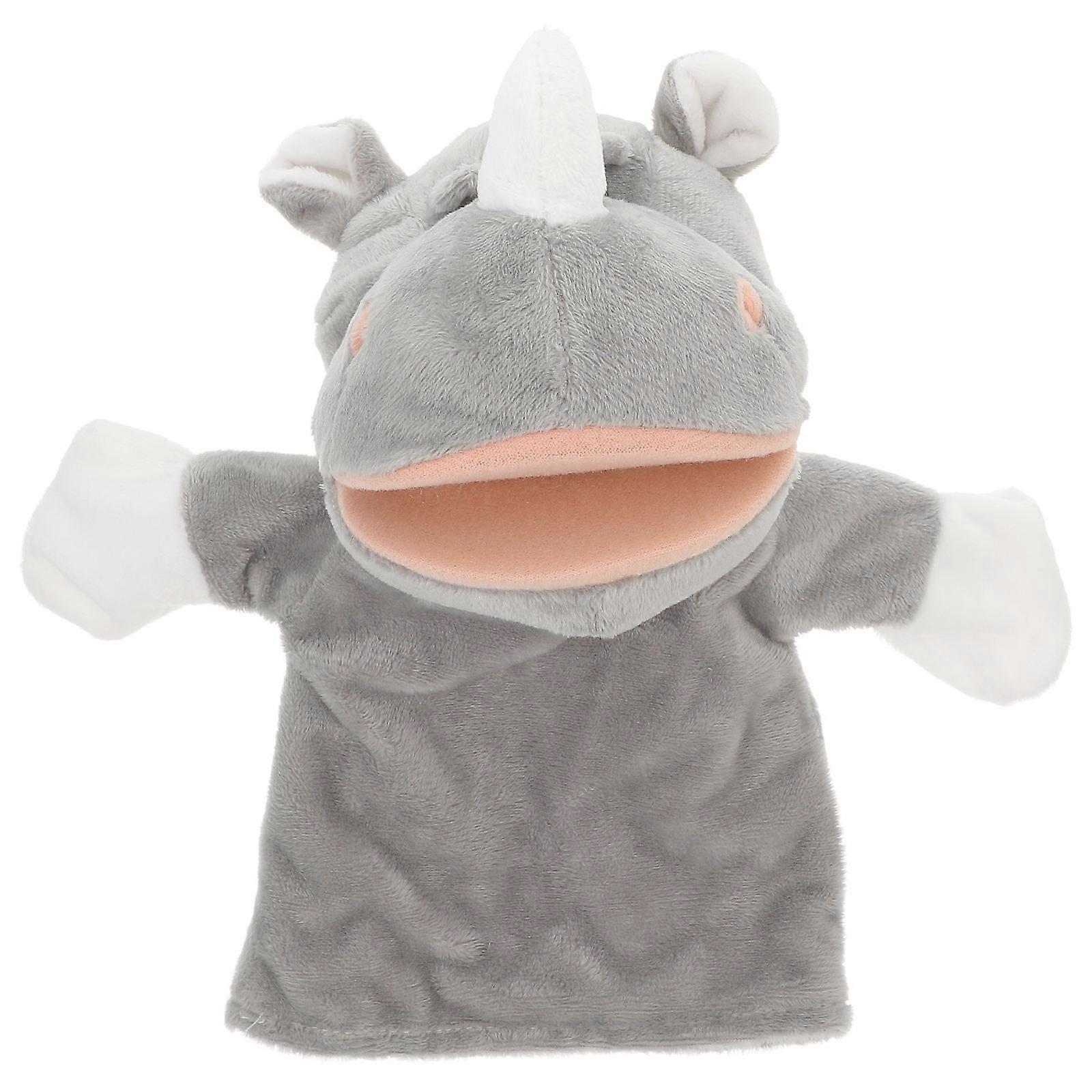 Interactive Animal Hand Puppet Toy For Children's Storytelling With Grey Plush Material 1Pcs