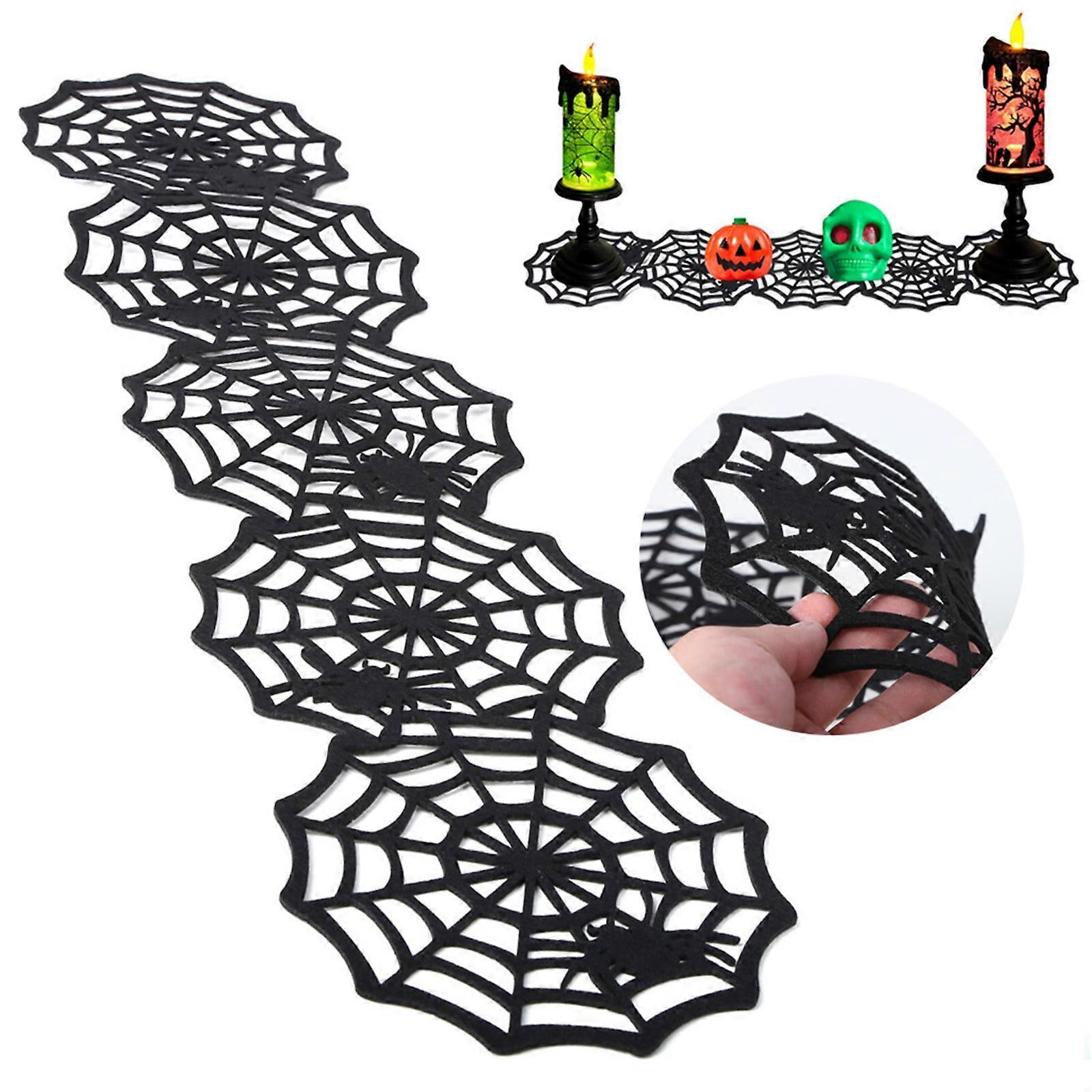 Halloween Spider Web Placemats - Heat Insulation Table Mats, Hollow Out Coasters for Dining Table Decoration (Black)