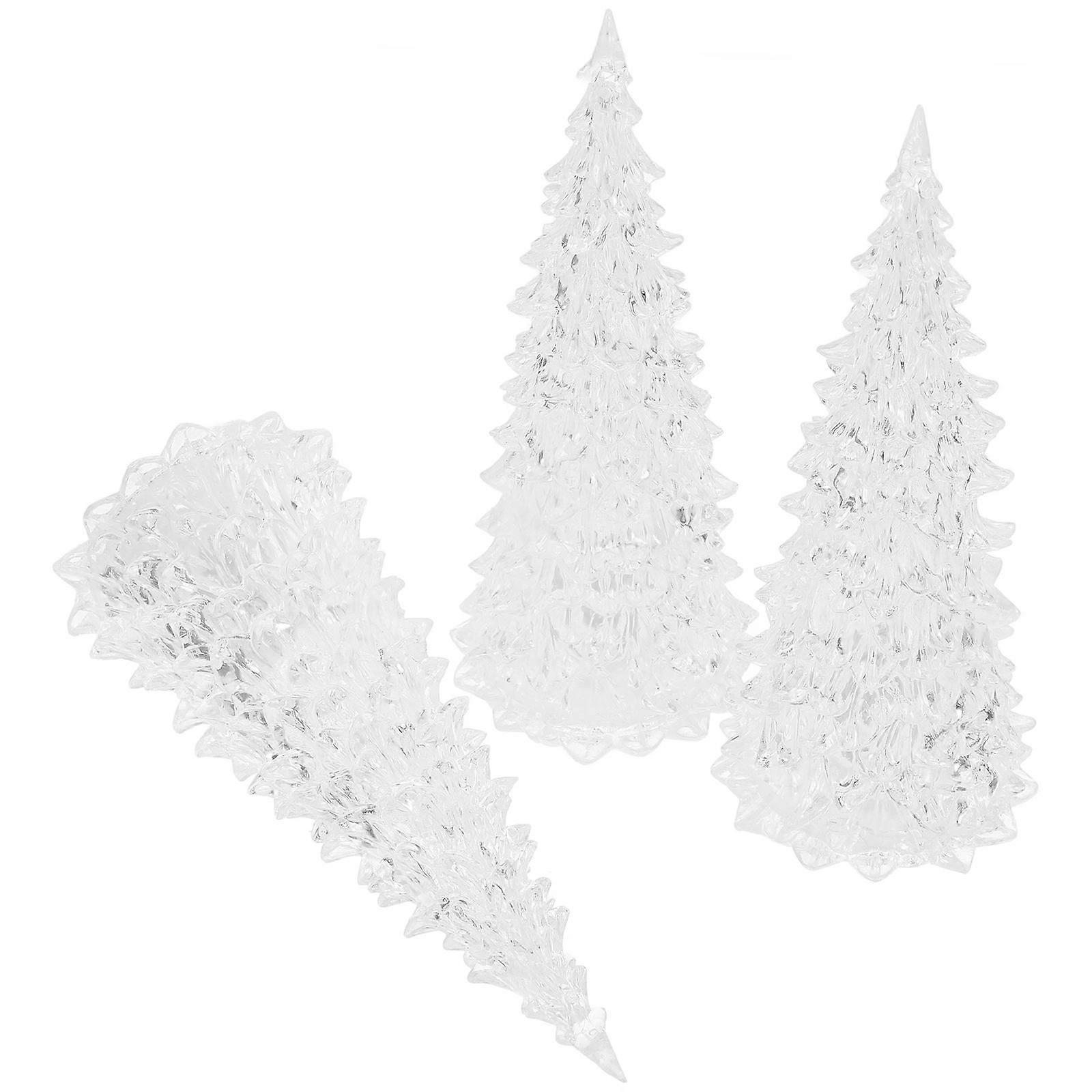 Color Changing Acrylic Christmas Tree Night Light 3Pcs For Party Centerpiece Home Users With LED Technology