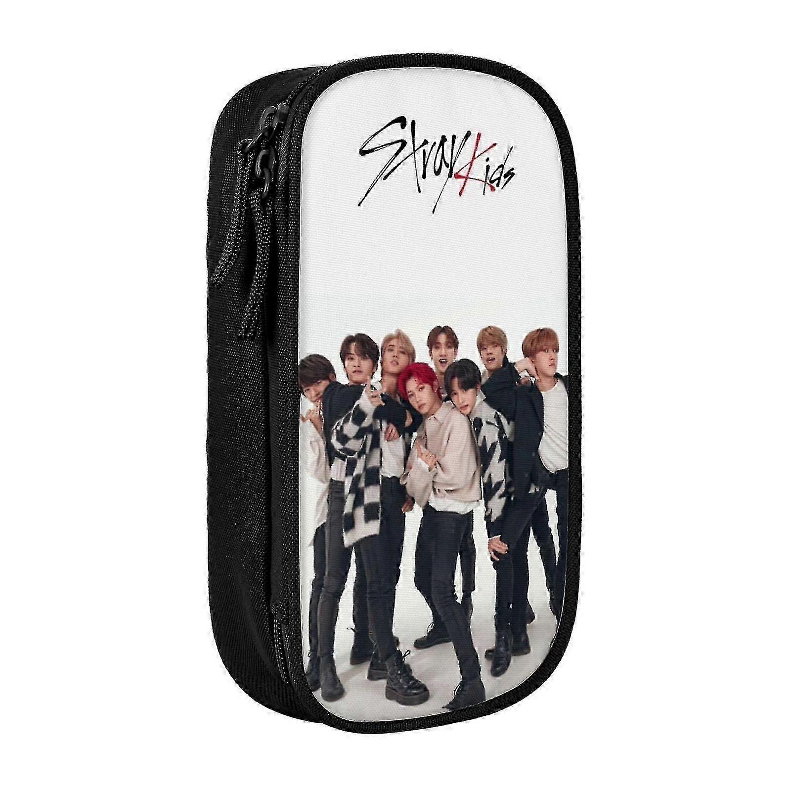 n8 Stray Kids נרתיק עיפרון גדול קיבולת גדולה עמיד למים ועמיד קלמר קופסה ארגונית עם רוכסן 25-26 שניות