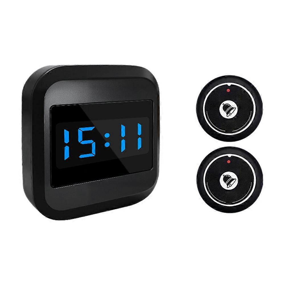 Wireless Doorbell Display Receiver +2 Pager Waiter Calling System Restaurant Pager for Hotel Bar Cafe EU Plug