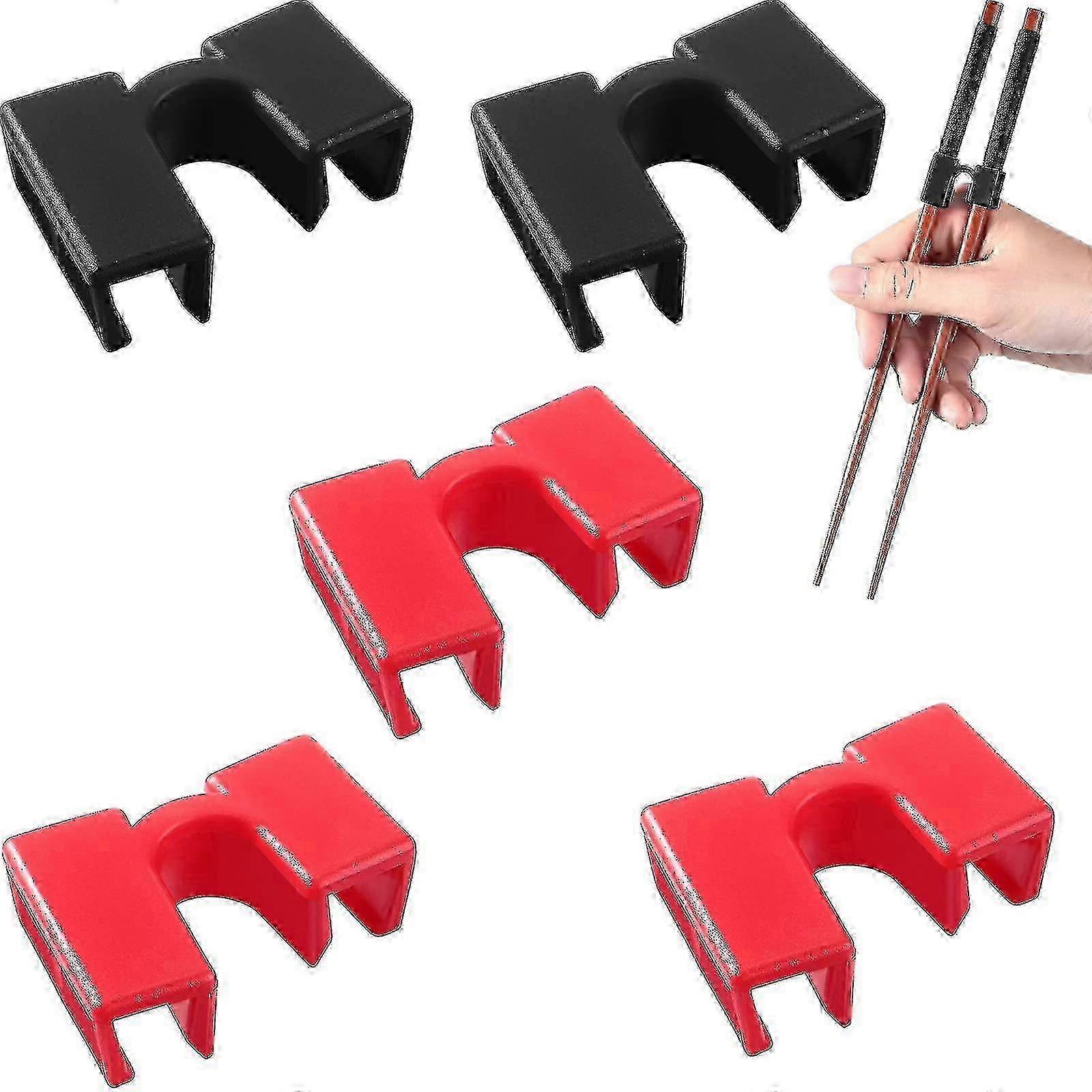 Colorful Chopstick Trainer Helpers - 6 Piece Set for Kids Practice Using Chopsticks, Black & Red