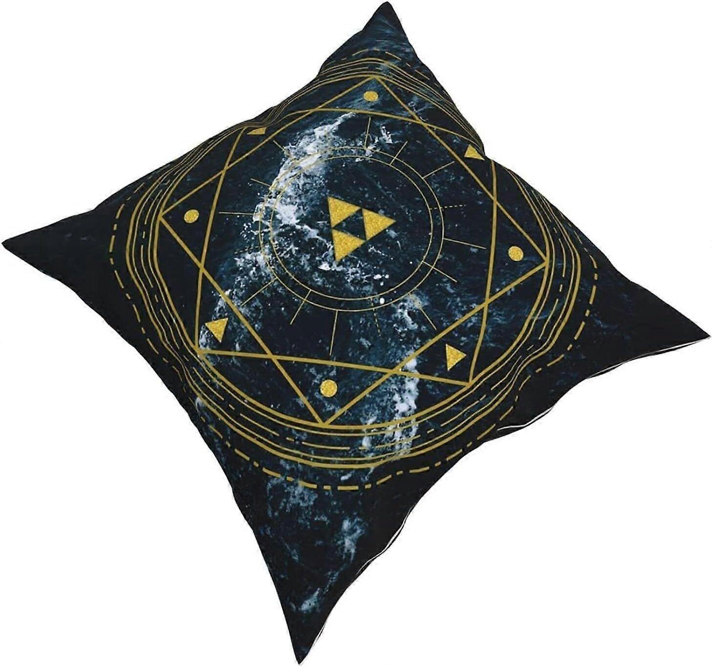 y432トライフォース幾何学的なタペストリー枕カバーファッションスクエア枕カバークッションカバー装飾スロー枕カバー18 x 18インチ45 x 45 cm -TB1932 io432