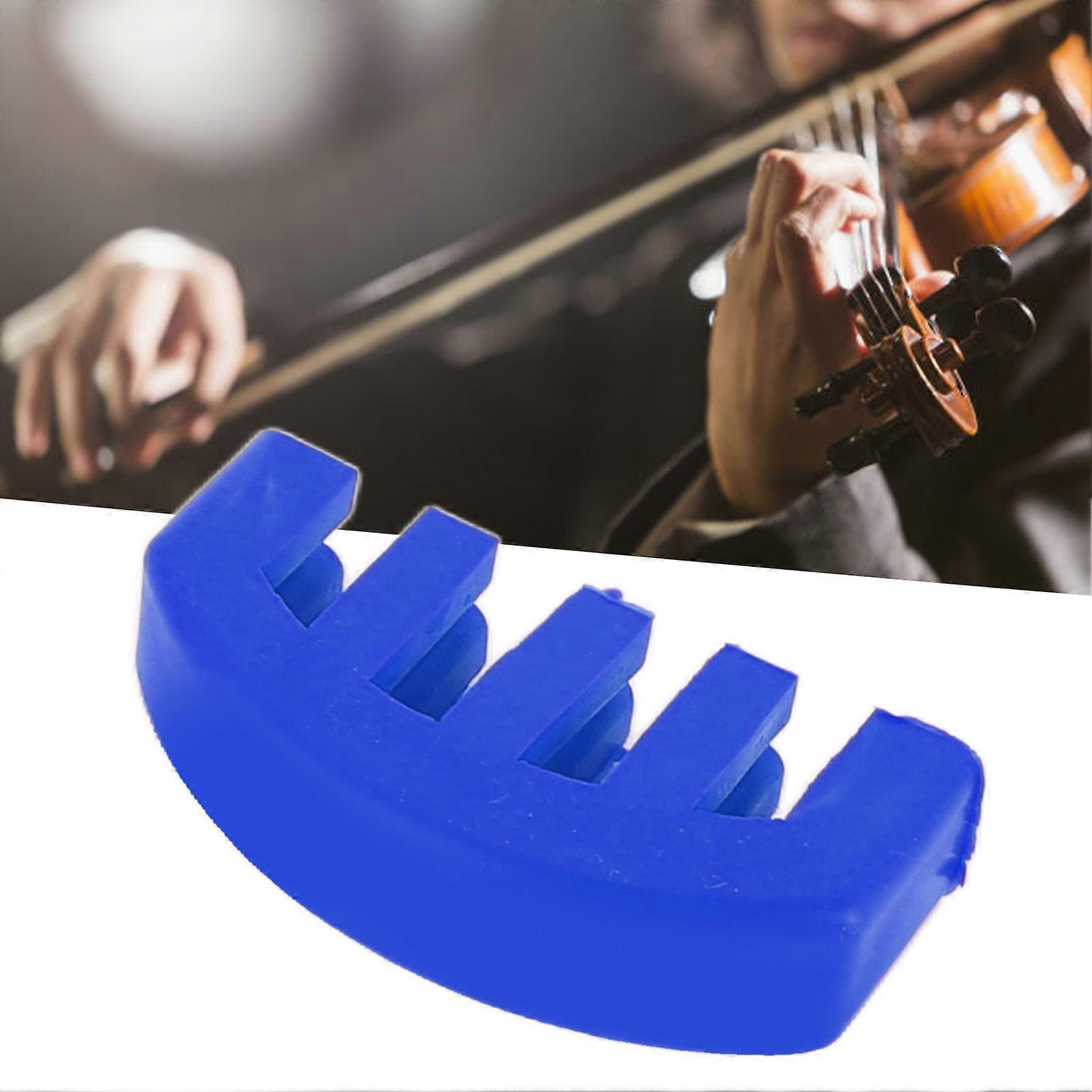 Violin Practice Mute Rubber Compact Musical Instruments Accessory for 4/4 3/4 1/2 1/4 Violin Sound Suppression Blue 
