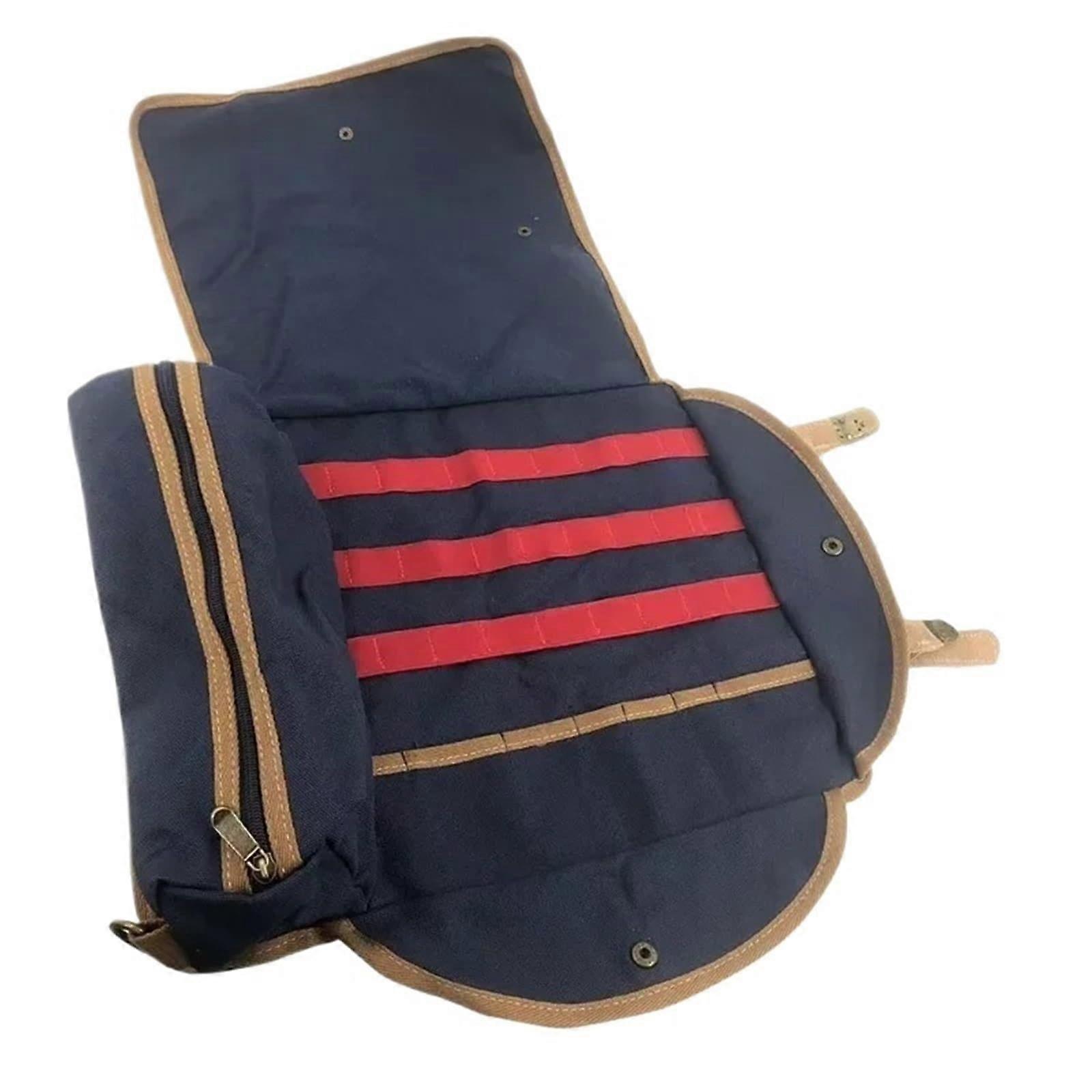 Canvas Tool Kit Portable OneShoulder Wine Utensil Storage Bag Shockproof Diagonal Cross Bag Blue