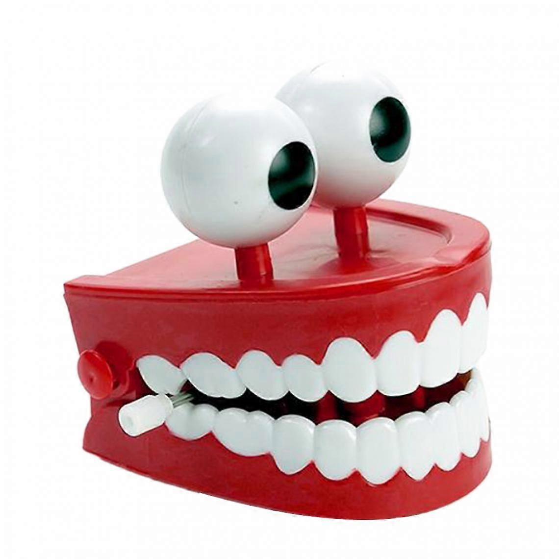 Clockwork Mechanism Wind Up Funny Chatter Tooth Teeth With LED Eyes