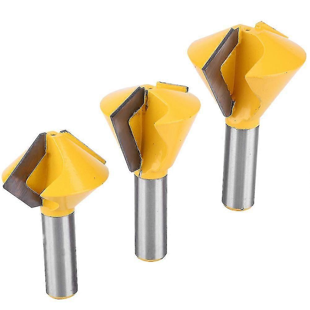 3pcs Set 1/2" Shank Bird's Mouth Glue Joint Router Bit Woodworking Milling Cutter
