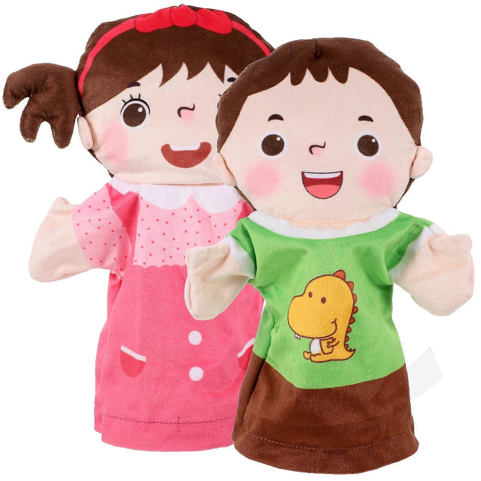 2Pcs Hand Puppet Figures Story Doll Figures Hand Puppets Realistic Puppet Figures for Kids