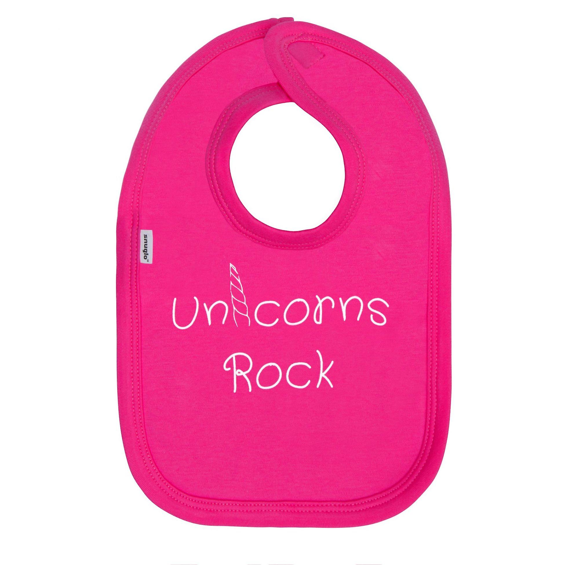 Unicorns Rock Baby Bib Pink