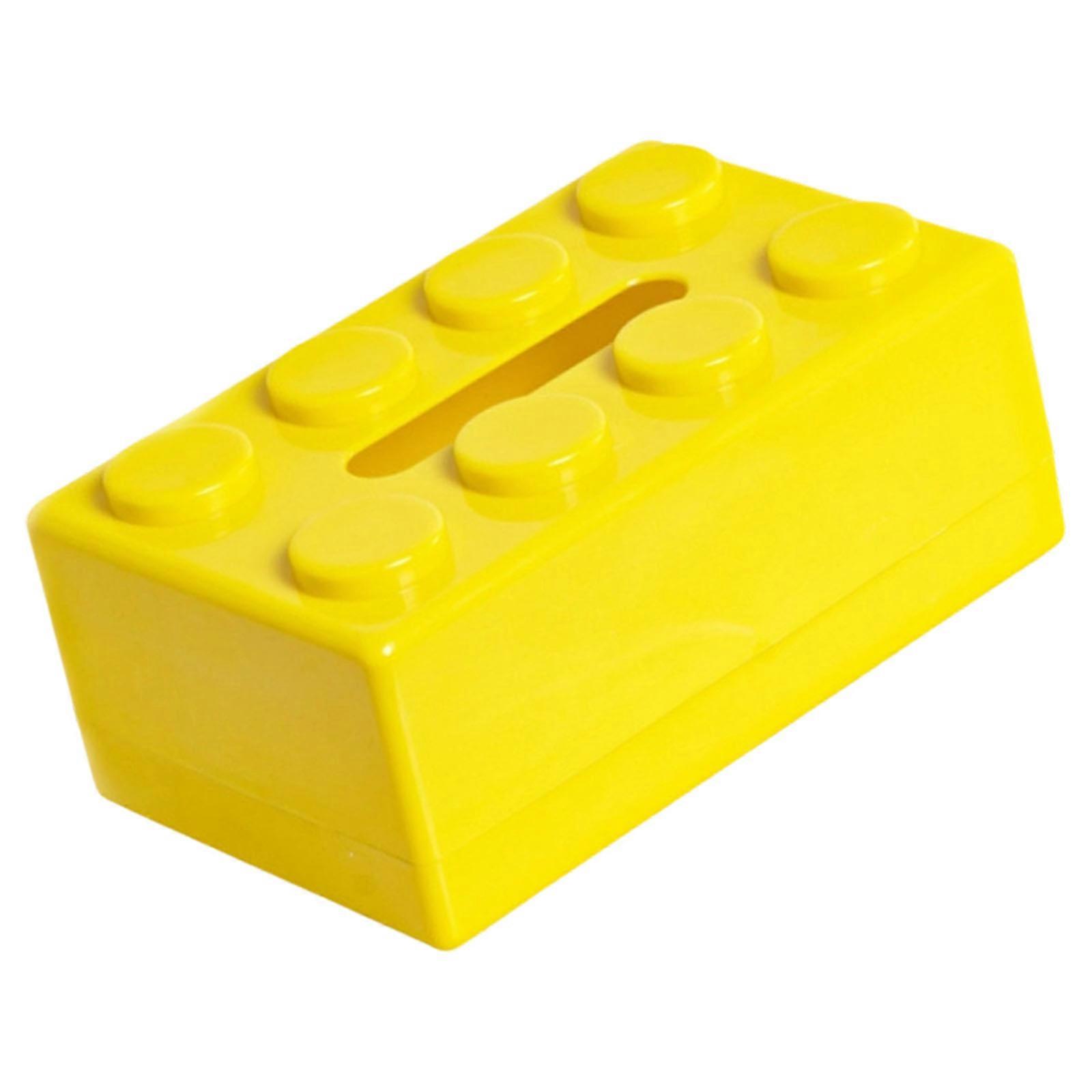 Portable Building Blocks Tissue Box Desktop Paper Towel Storage Container For Living Room Napkin Dispenser  Yellow